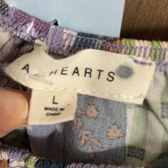 3/$24 LA Hearts top puff sleeve floral plaid print boho casual blouse L jrs - Picture 11 of 15